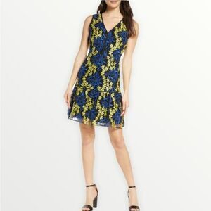 Sam Edelman Blue Yellow floral embroidered dress Size 2